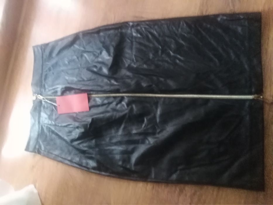 spódnica wysoki stan midi zip skórzana
