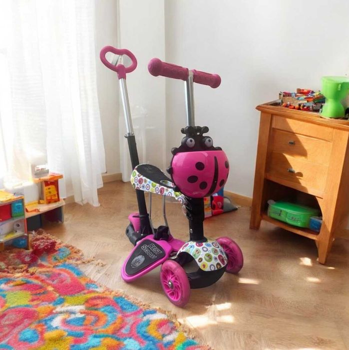 Самокат дитячій божа корівка детский самокат 5 в 1 с ручкой