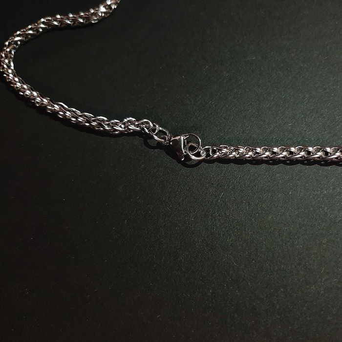 Łańcuszek naszyjnik męski NOWY gruby 4mm kłos wisiorek łańcuch srebrny