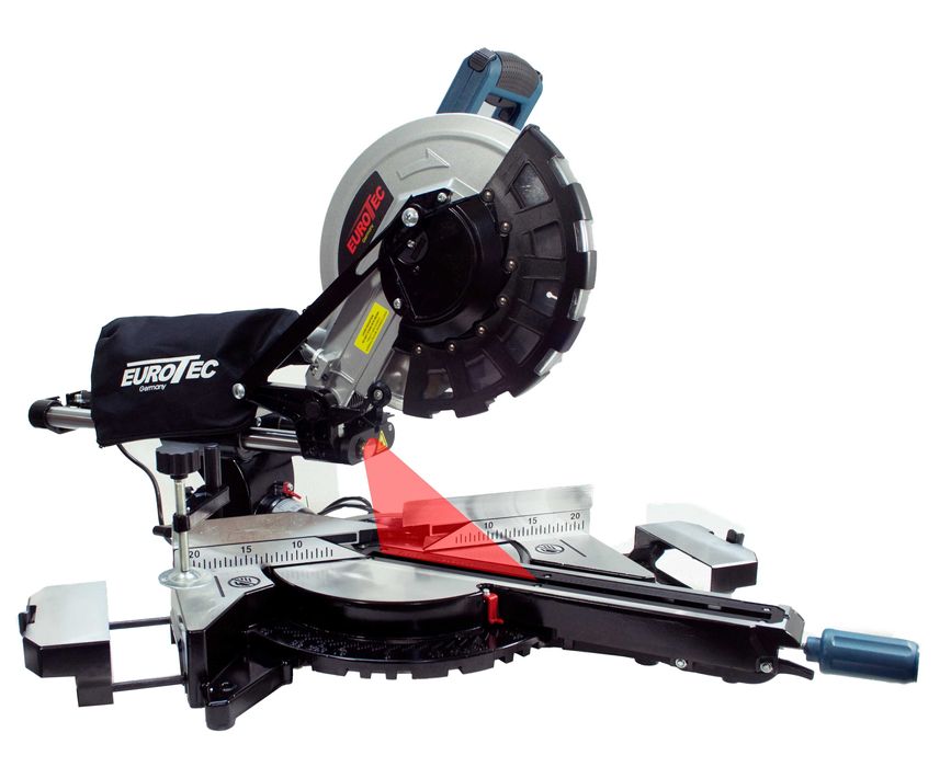 Ukośnica Piła Ukosowa z Posuwem Do Drewna +Laser 255mm Eurotec