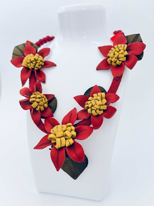 NASZYJNIK skórzany w stylu boho, HANDMADE