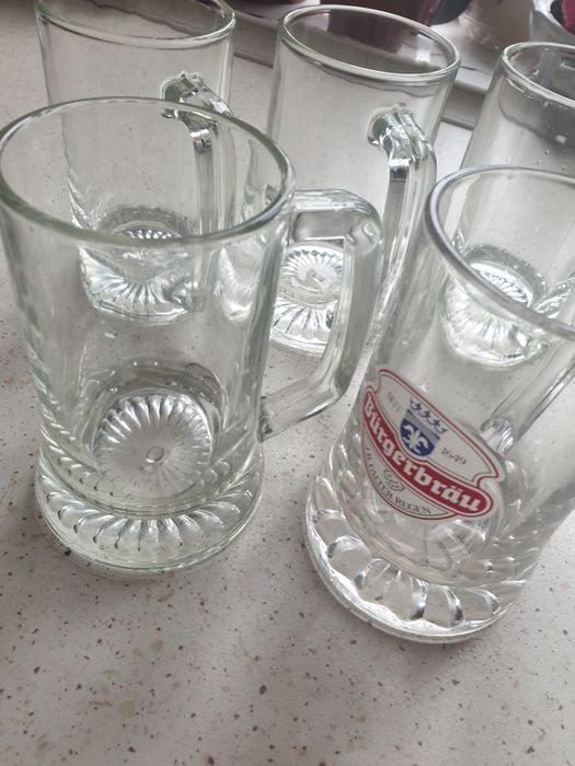 Kufel szklany 4 szt + 1 kufel do piwa Burgerbrau
