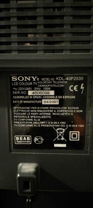 Телевізор Sony Bravia kdl-40..