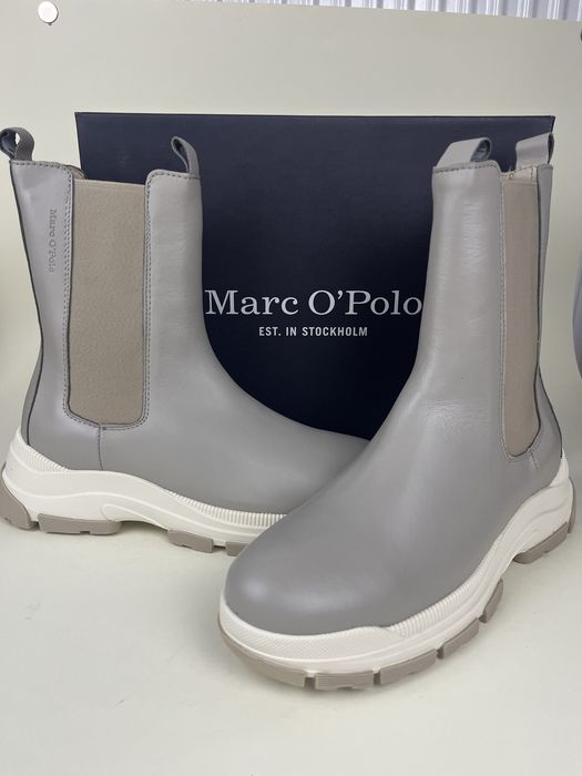 Nowe Skórzane Botki Sztyblety MARC O'POLO R. 42 Taupe Premium Box