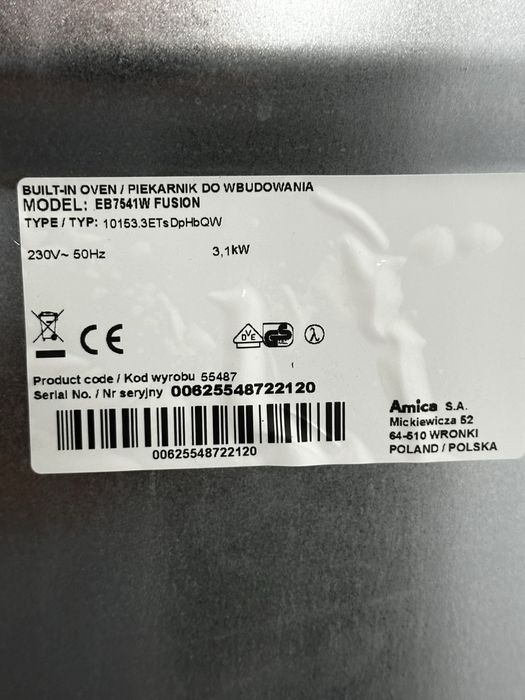 Piekarnik Amica 65L A |12msc |Dobry stan |Dowóz
