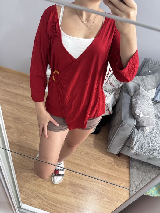 Burgundowa bluzka  XL wiskoza