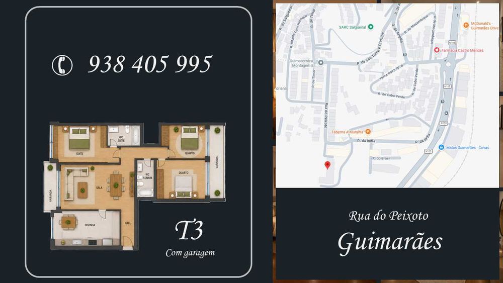 T3 em Guimarães com Excelente Localização - Salgueiral