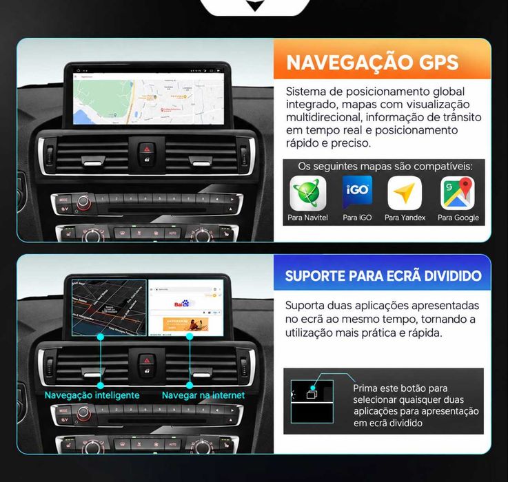 Rádio Android BMW Série 1 E87 CIC 6/128GB 8-Core 4G CarPlay Android Auto (NOVO)
