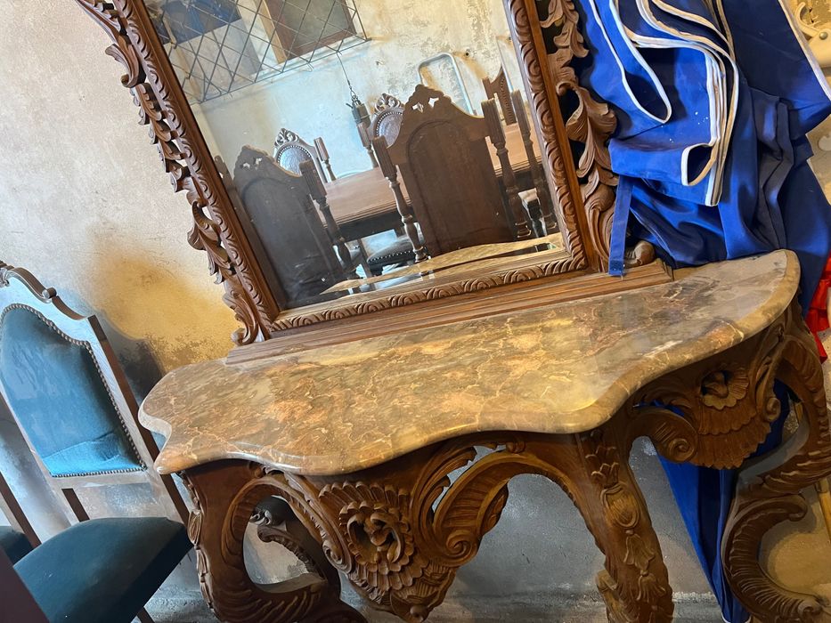 Penteadeira madeira maciça e pedra mármore