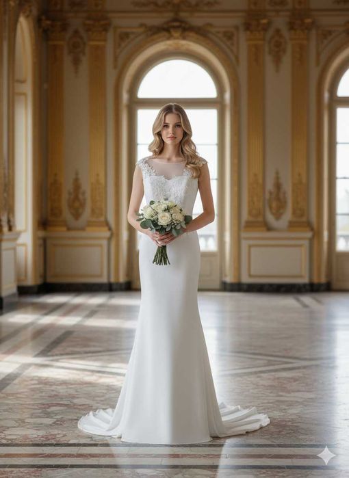 Nowa Suknia Ślubna 38 M Ivory Kremowa koronkowa rybka syrenka glamour