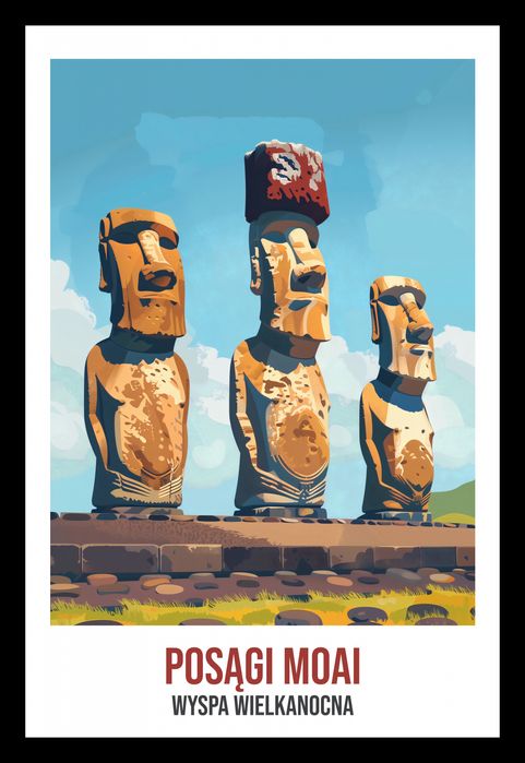 Plakat 20x30cm Posągi Moai