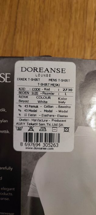 Doreanse Essentials T-shirt z wysokim kołnierzem 2730 Biały