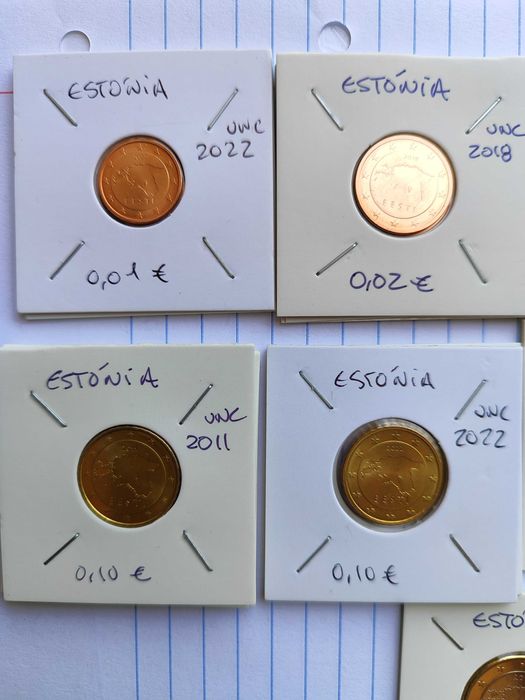 Moedas Não Circuladas de uso corrente, da Estónia