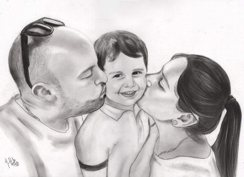 Retratos a carvão feitos à mão