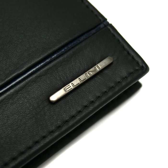 Skórzany portfel męski RFID Ellini  czarno - granatowy