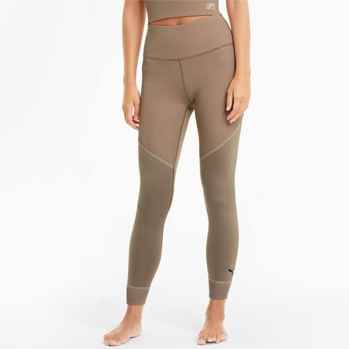 Женские Тайтсы PUMA леггинсы studio ribbed HIGH WAIST 7/8 TRAINING LEGGINGS для тренировок