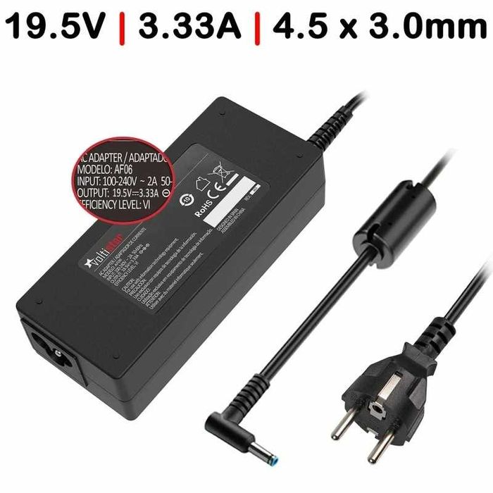 Carregador HP 19.5V 3.33A 65W 4.5 x 3.5mm
