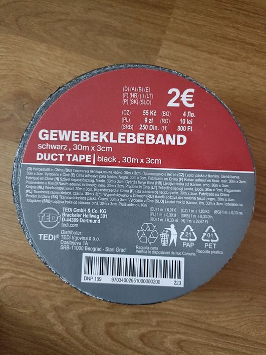 Tkaninowa taśma klejąca czarna