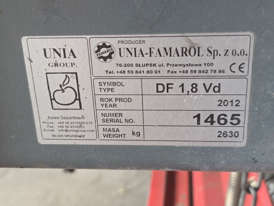 Prasa Unia Famarol DF 1.8 VD 2012 rok.