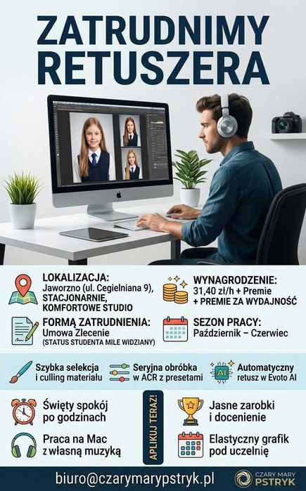 Asystent studia fotograficznego/retuszer