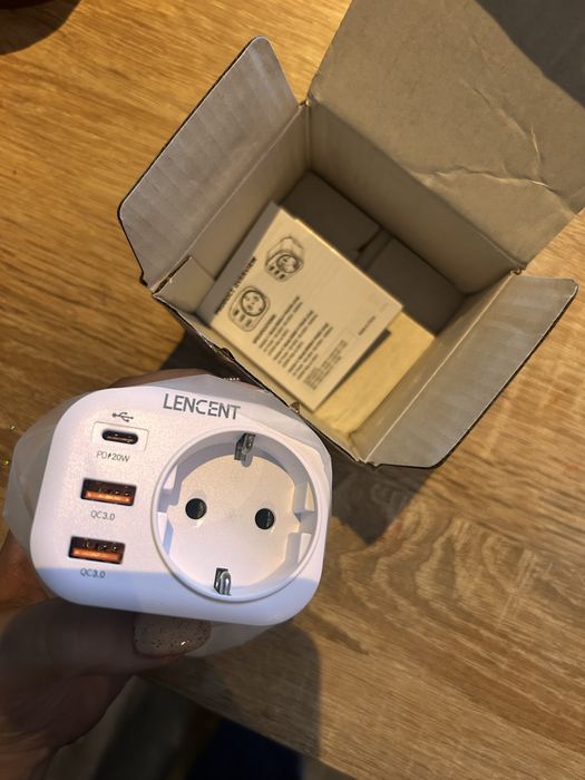Szybka Ładowarka Kostka LENCENT USB-C PD 20W + 2x USB QC 3.0 | NOWA