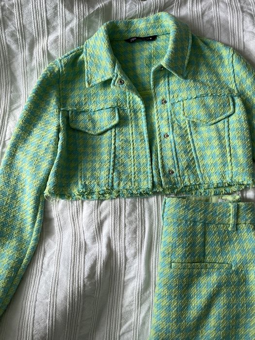 Zara komplet marynarka spodenki w pepitk