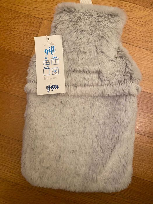 NOWY gumowy termofor na wode w pokrowcu  - futerku