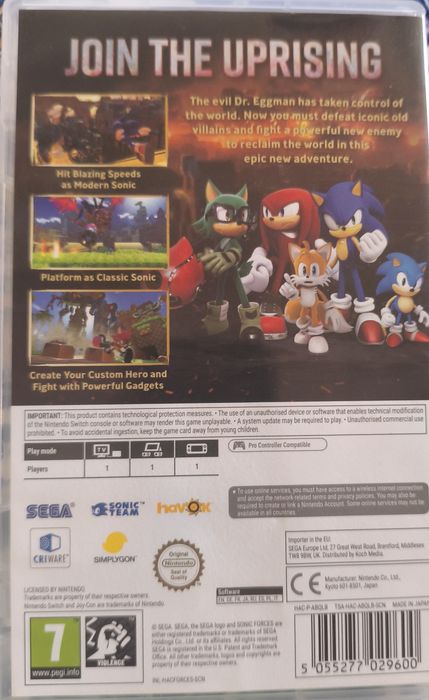 Sonic Forces Nintendo Switch - Como Novo