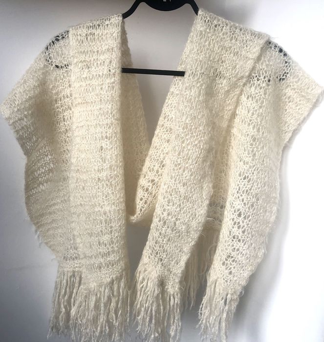 Długi ciepły szal/szalik z wełny połączonej z puchem kozim