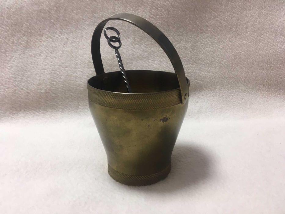 Cukiernica mosiężna mosiądz i łyżeczka