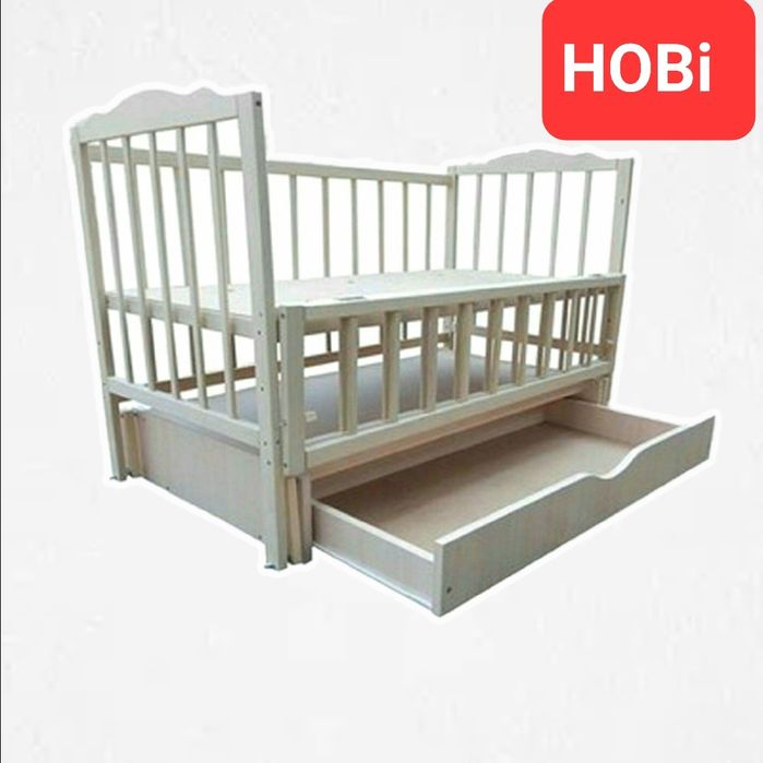 Детская кроватка дитяче ліжко ліжечко на маятниках з ящиком для речей