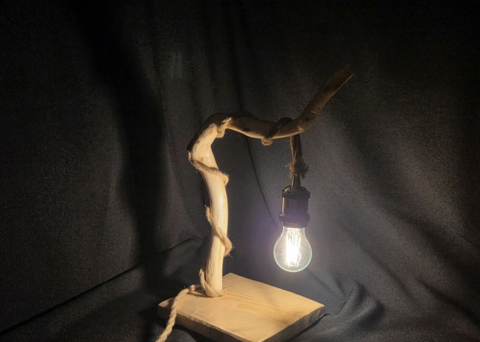 Lampka z drewna boho/loft