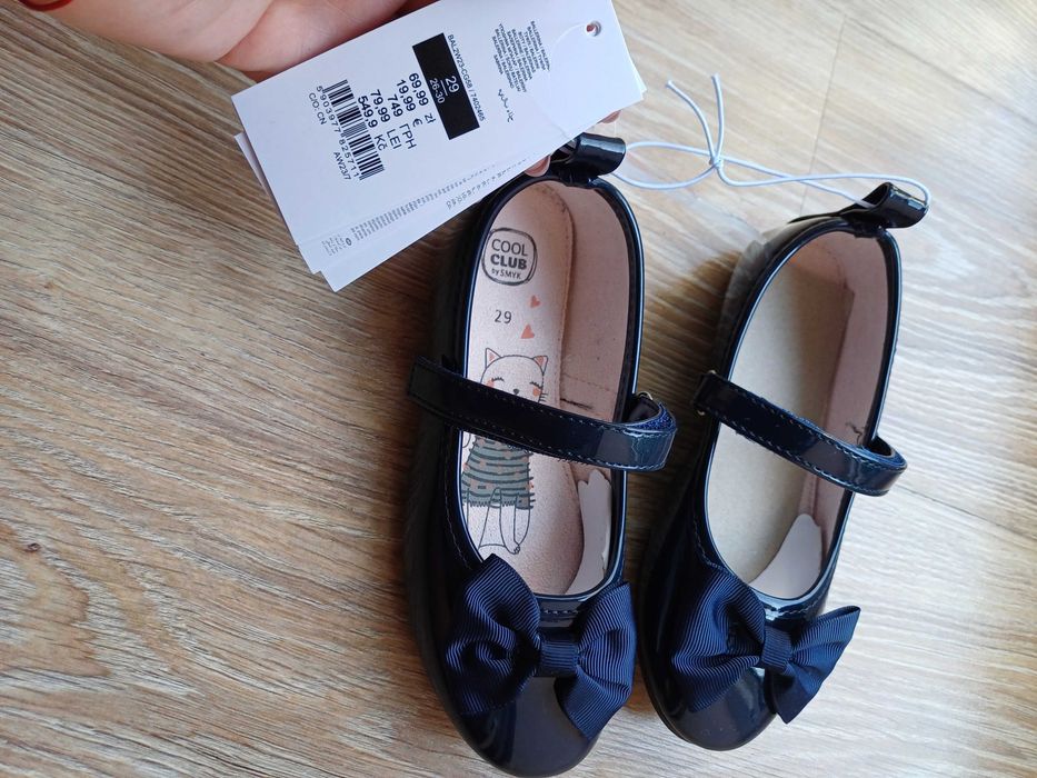 Nowe baletki baleriny lakierki granatowe 29
