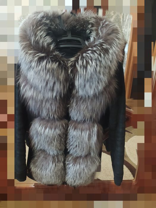 Куртка жилет трансформер  шкіряна з чорнобуркою GUEELA