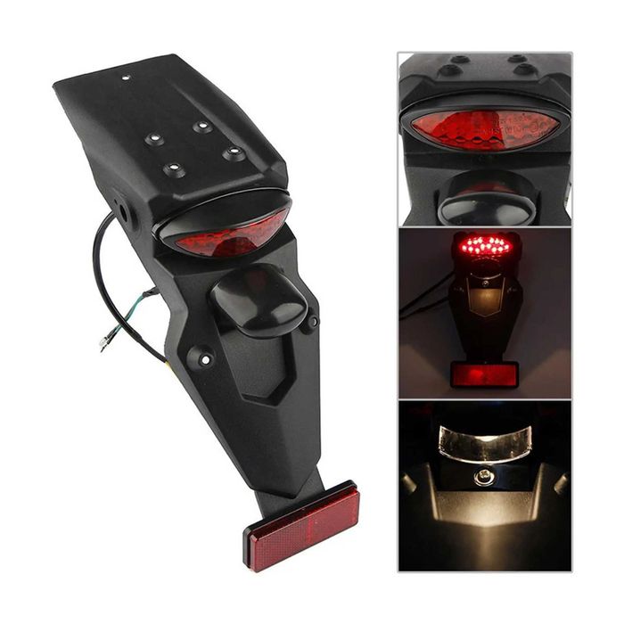 Guarda-lamas traseiro universal com luz LED e suporte para matrícula