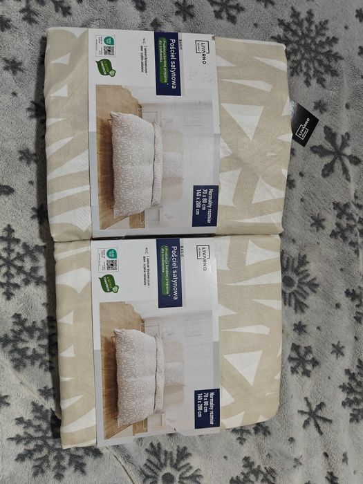 Zestaw 2 kompletów pościeli satynowej o wymiarach 140x200