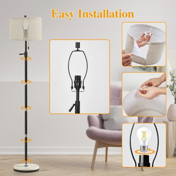 GyroVu lampa podłogowa regulowana wysokość marmurowy design – Czarna