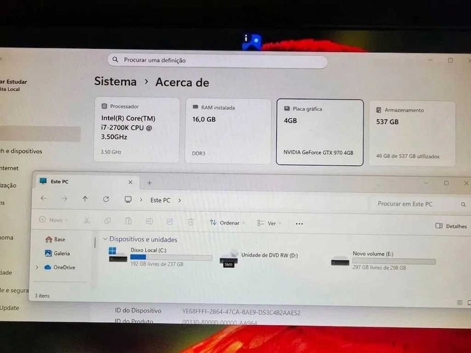 PC i7-2700K + GTX 970 4GB + 16GB RAM + SSD 256GB