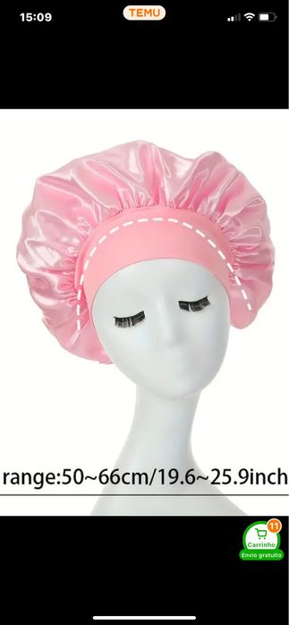 Touca de cetim cor de rosa