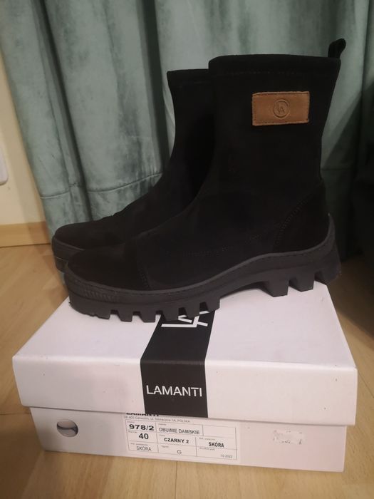 Botki zamszowe skórzane Lamanti