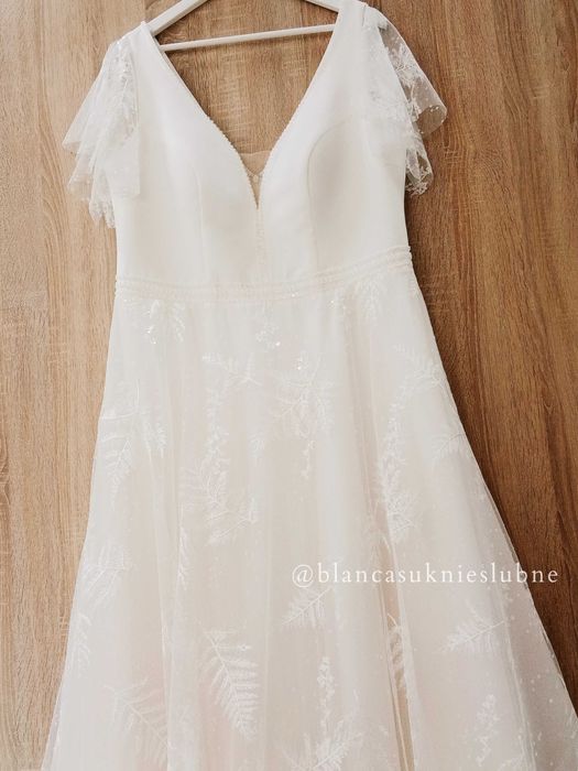 Suknia ślubna Orlanda plus size rękawy motylki literka POPRAWKI GRATIS