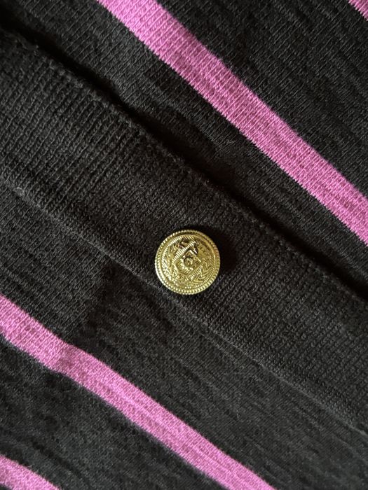 Sukienka orsay oversize w paski różowo czarne z guzikami