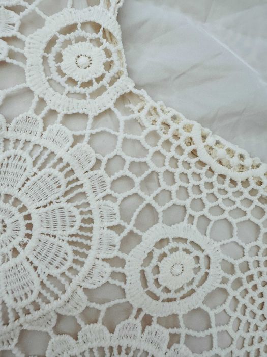 Sukienka koronkowa 48/50  Curve 4XL ECRU midi boho ażurowa