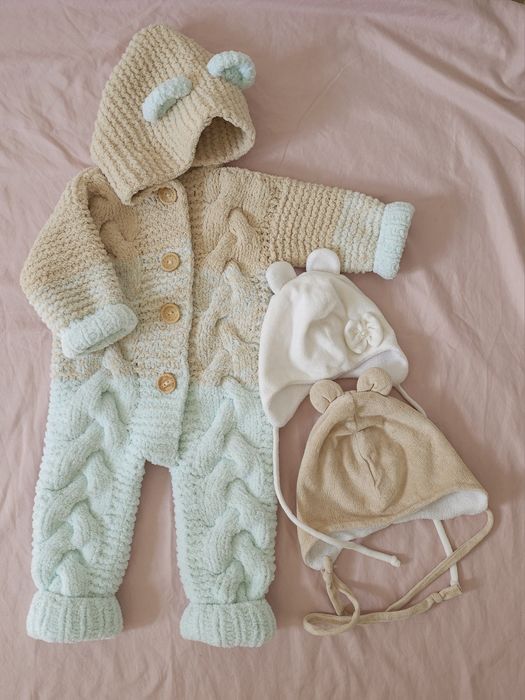 В'язаний демі комбінезон на дівчинку 3/6 міс