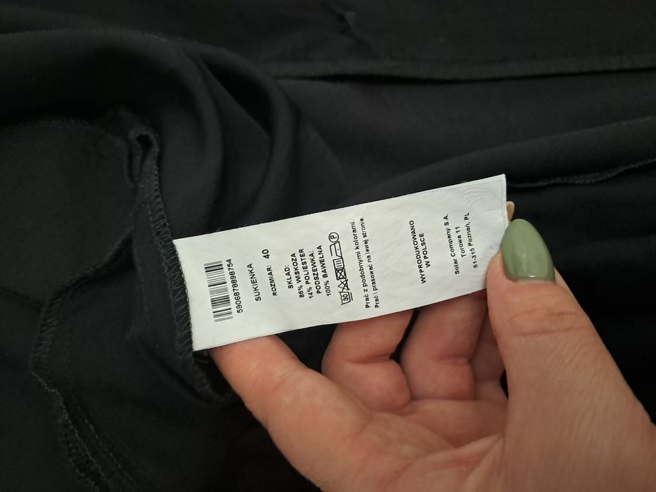 Czarna sukienka solar M/ L jak nowa gratis nowe pończochy calzedonia