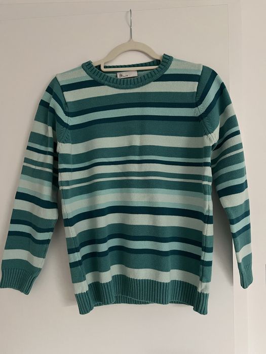 Sweterek w paski niebieski turkusowy bawełniany