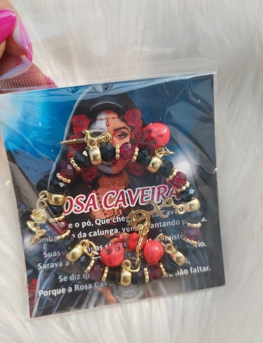 Pulseira Pomba gira Rosa Caveira