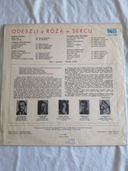Odeszli z Róża w Sercu - SXV 790 Winyl