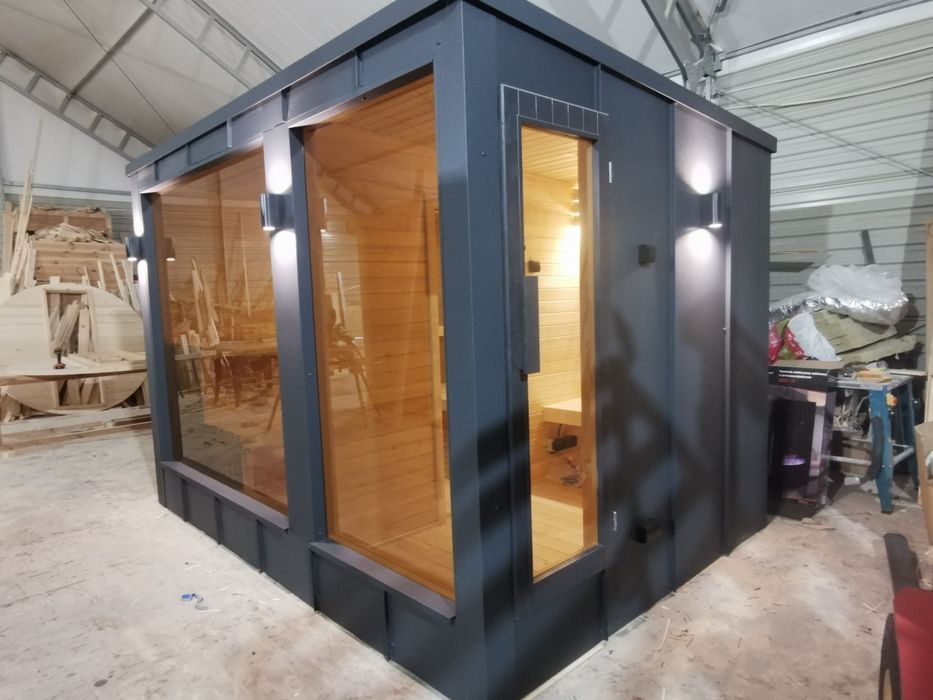 Sauna Ogrodowa Nowoczesna 3,4x 2,3m Blacha Rąbek +Piec Komplet!