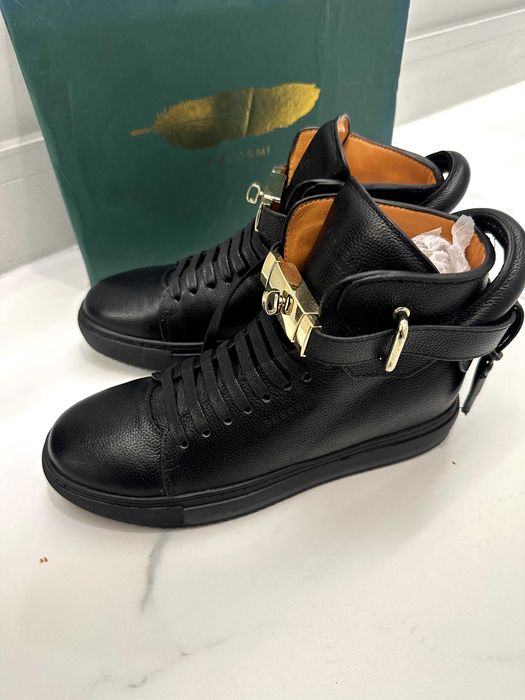 Buty sneakersy BUSCEMI czarne zlota klamra skora naturalna 39 38